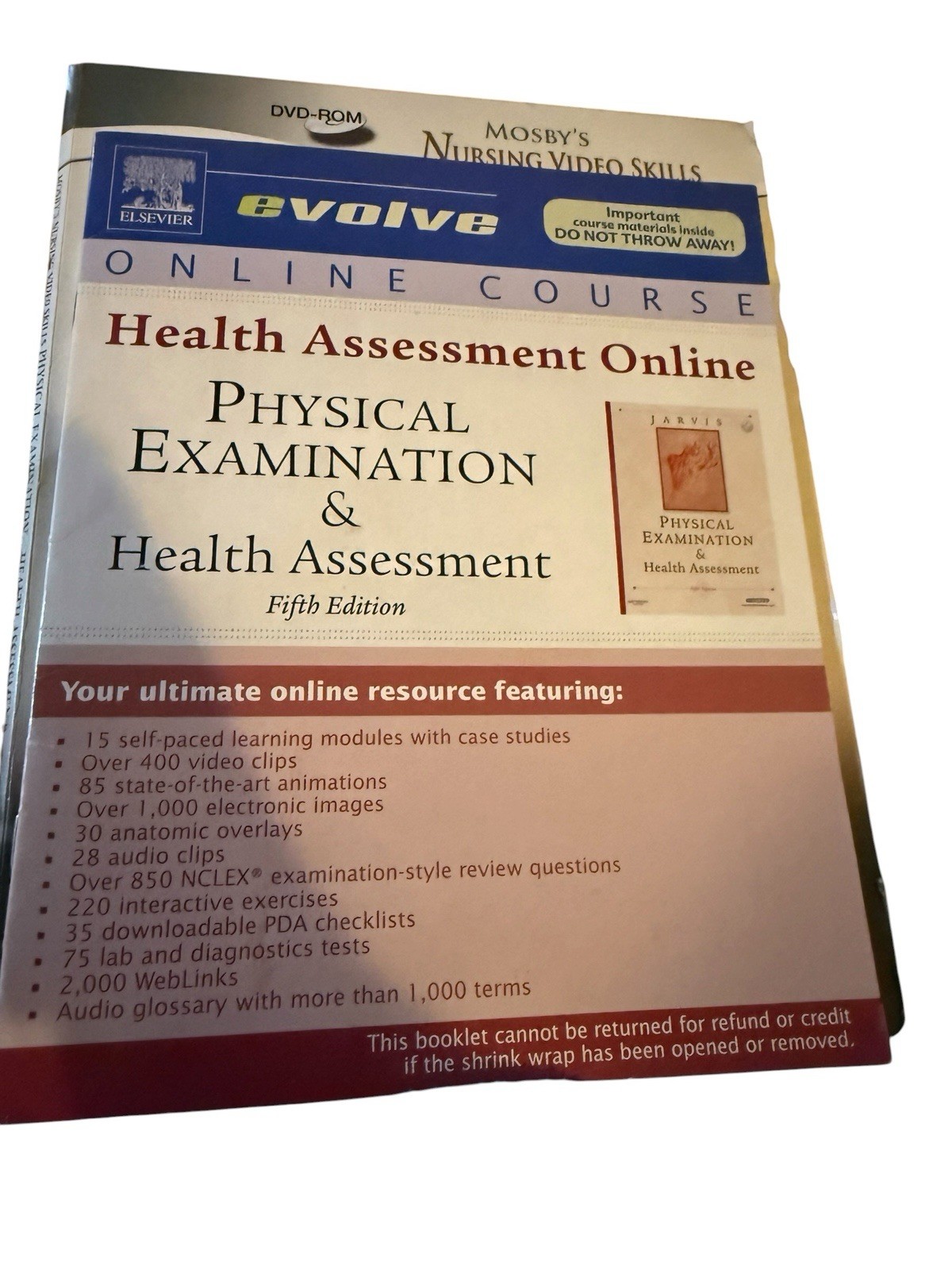 Jarvis Physical Examination and Health Assessment 5th Ed Bundle Textbook DVD
