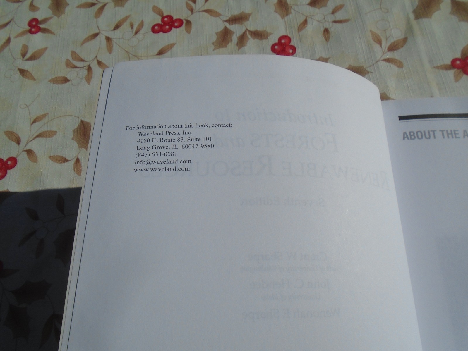 Introduction to Forests and Renewable Resources 7TH EDITION by Grant W. Sharpe