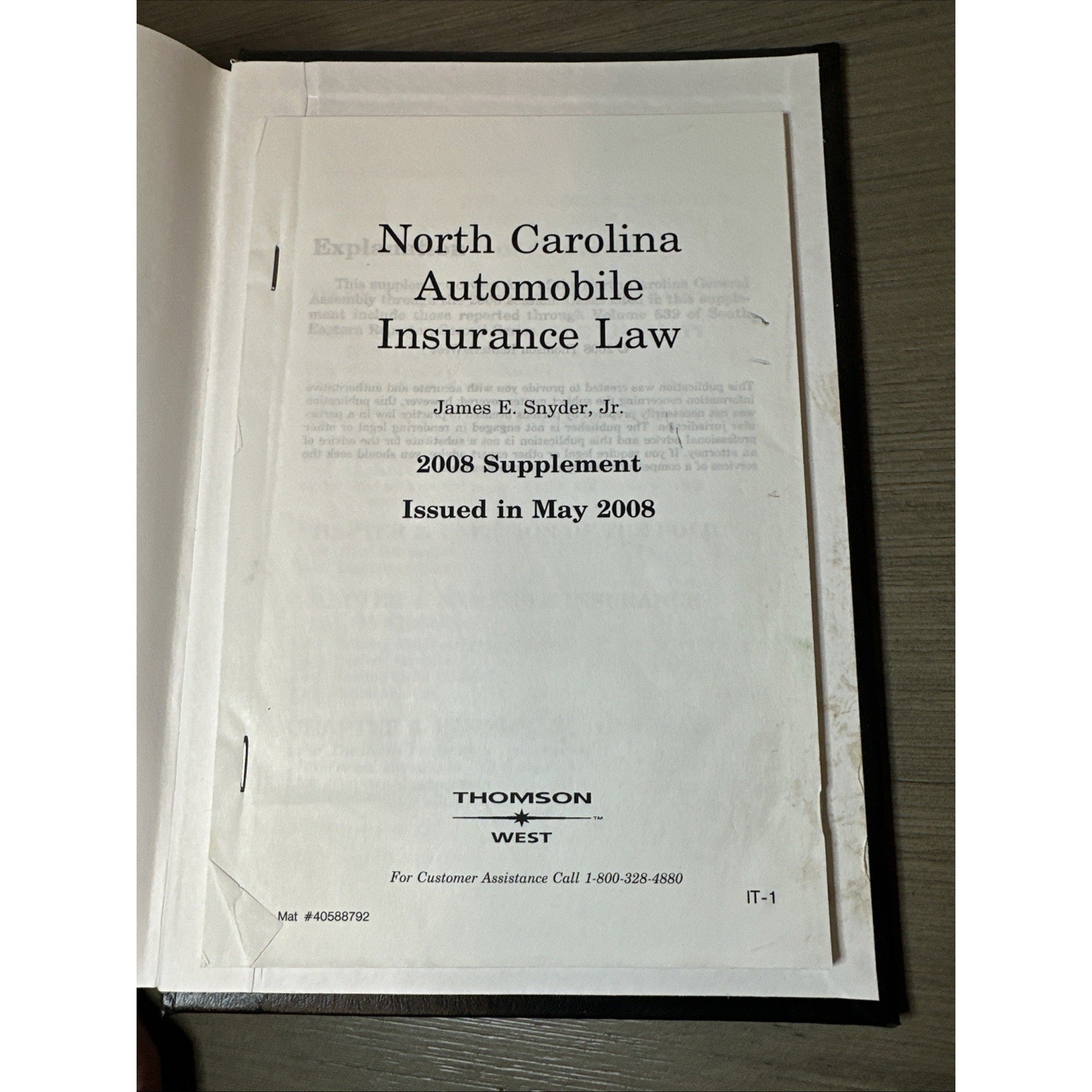 North Carolina Automobile Insurance Law Third Edition By James E. Snyder, Jr.