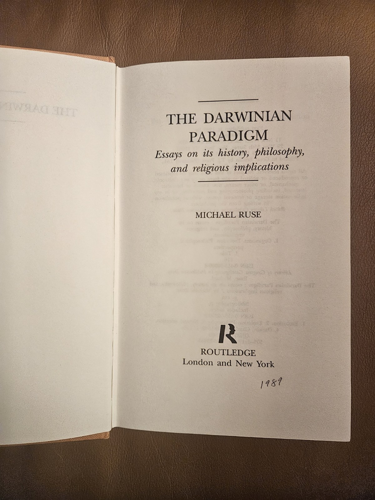 THE DARWINIAN PARADIGM by Michael Ruse
