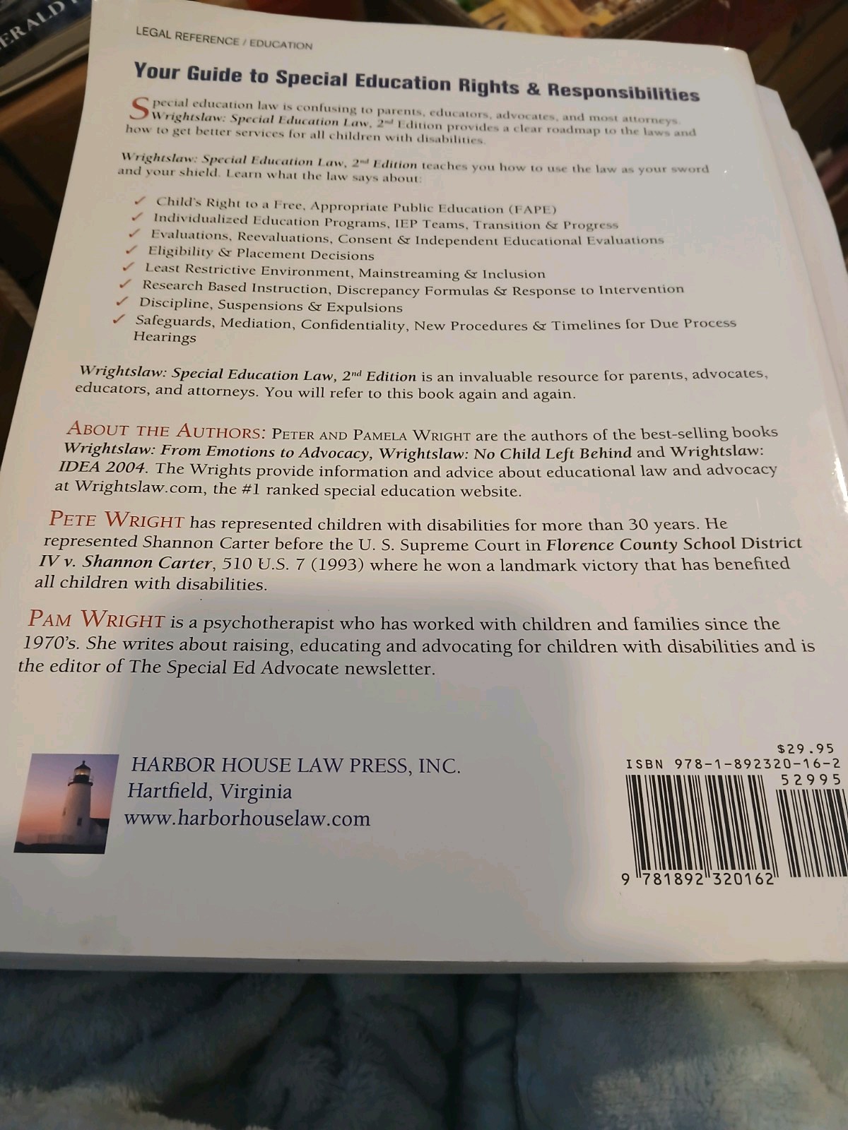 Wrightslaw; Special Education Law, 2nd Ed by Pamela Darr Wright (2007, Perfect)