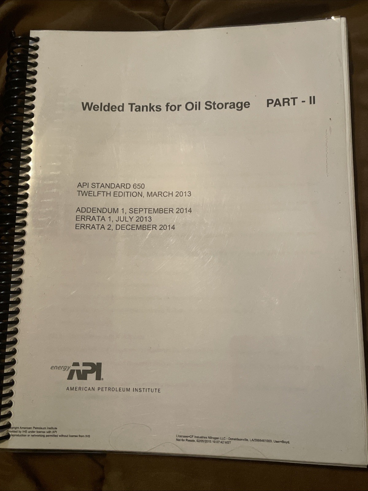 API STANDARD 650 12th Edition