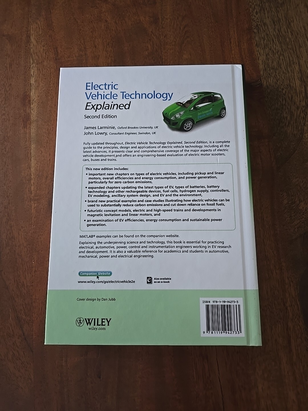 Electric Vehicle Technology Explained by John Lowry (English) Hardcover Book