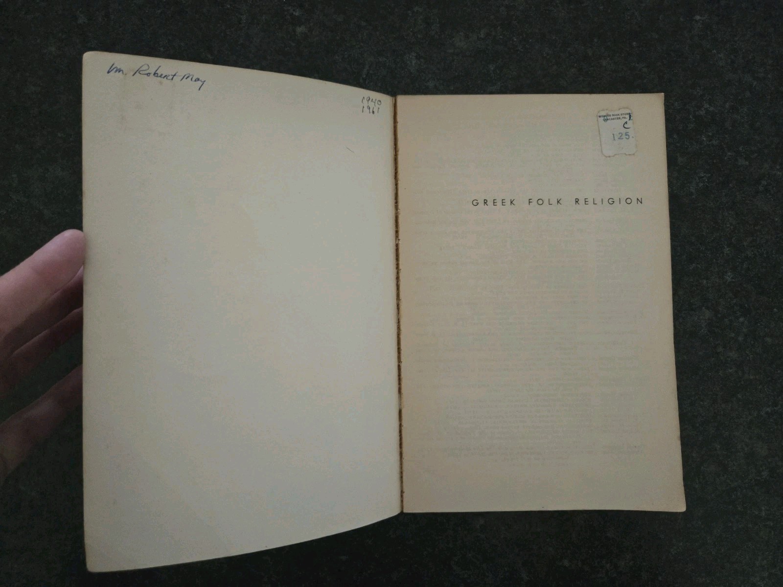 1961 PB Greek Folk Religion by Nilsson, Martin P. Gd