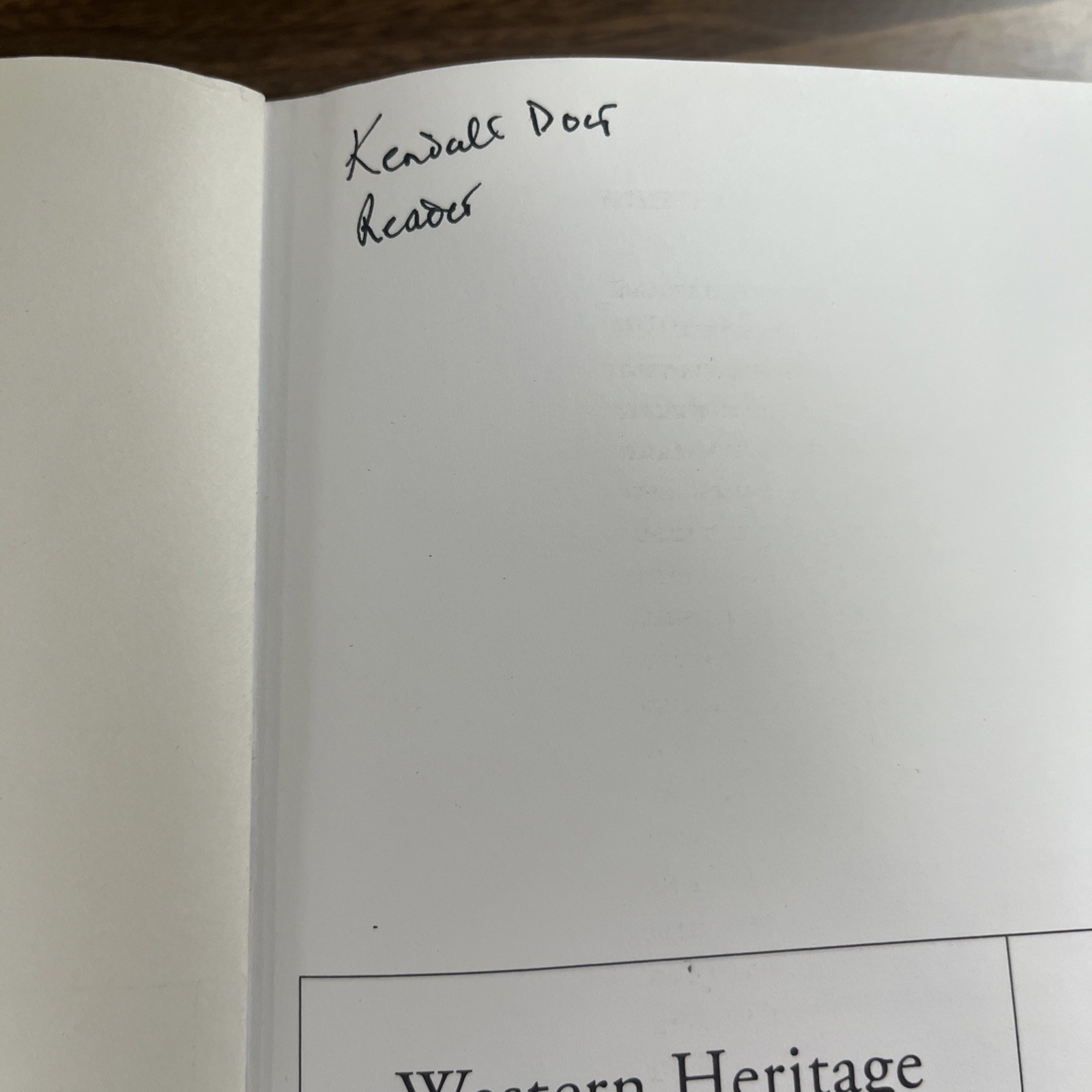 Western Heritage :A Reader by The Hillsdale College History Faculty Signed by KD