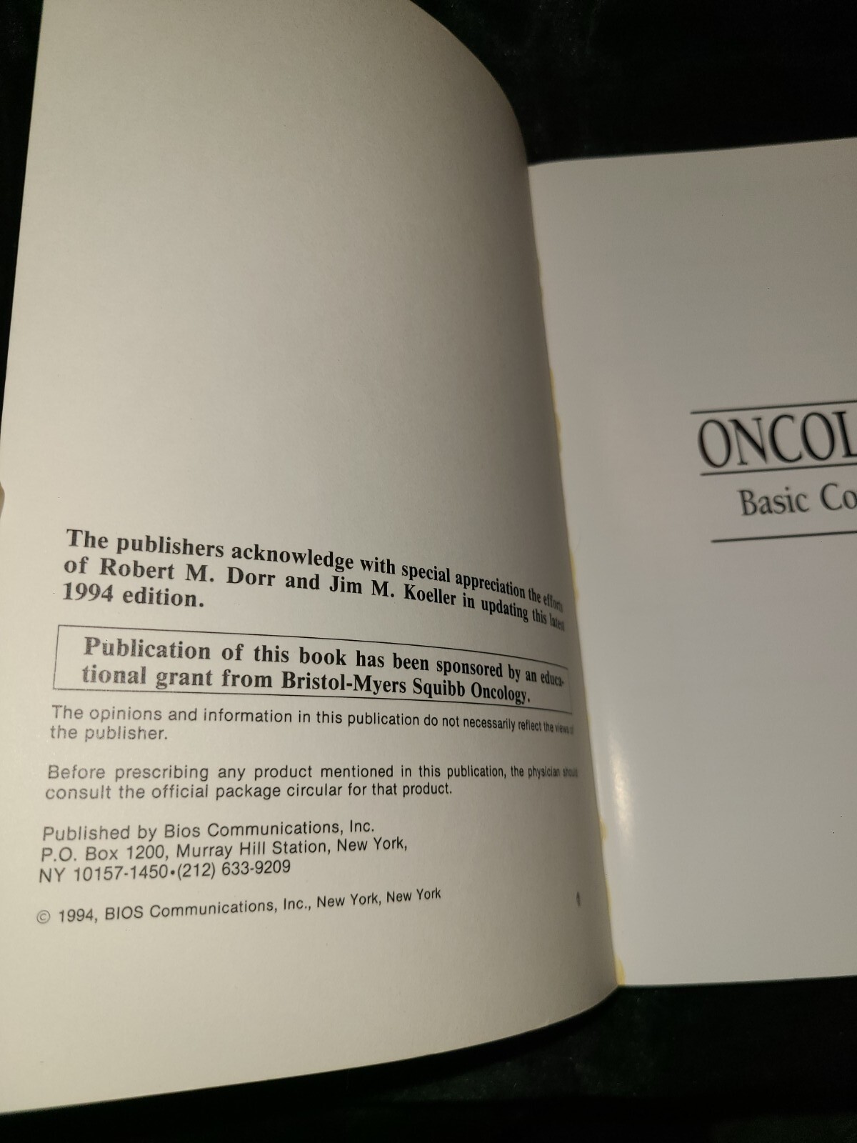 Oncology Basic Concepts 1994