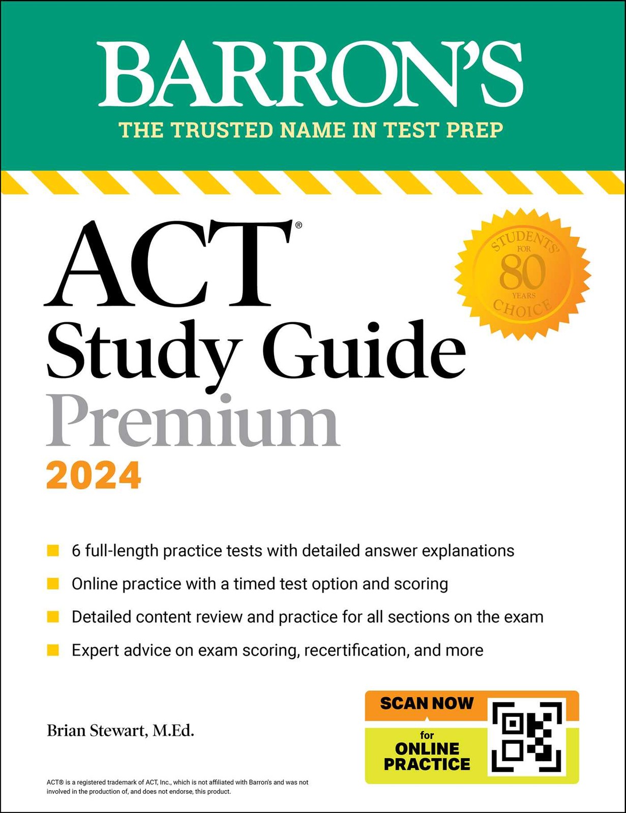 ACT Study Guide Premium, 2024: 6 Practice Tests + Comprehensive Review + Onli…