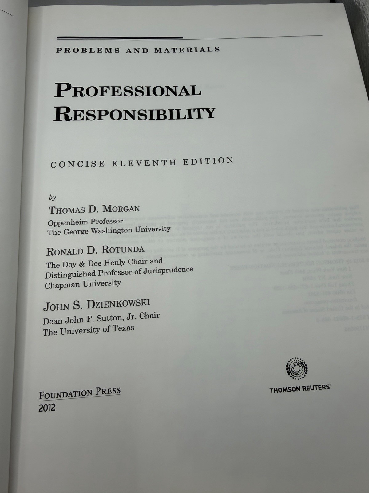 Professional Responsibility Problems and Materials 11th Edition Foundation Press