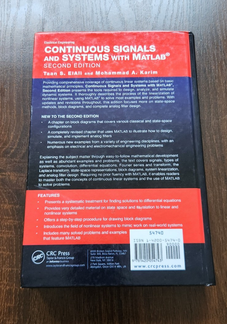 Electrical Engineering Textbook Ser.: Continuous Signals and Systems with MATLAB