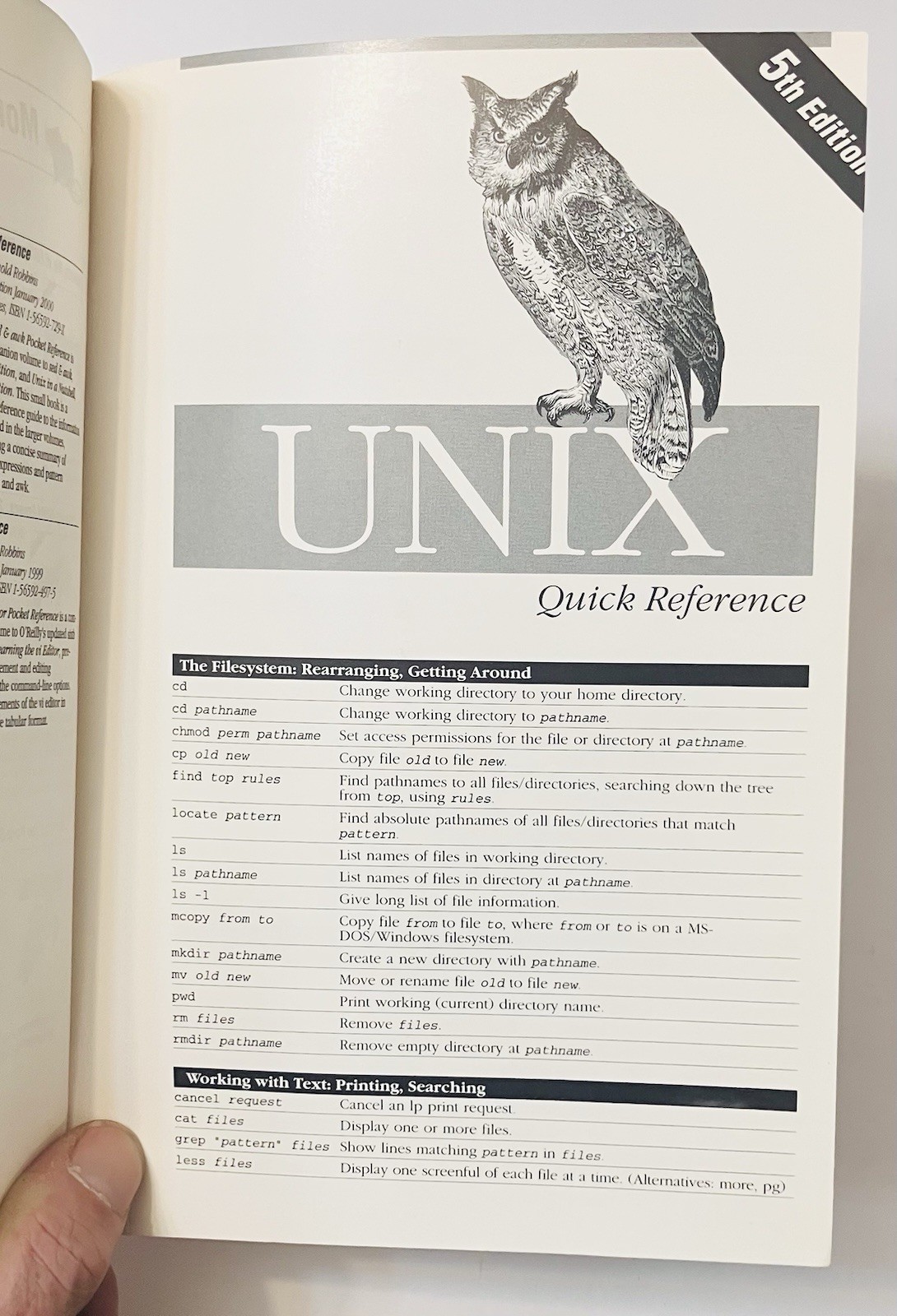 Learning the Unix Operating System 5th Ed O’Reilly Peek Todino Strang PB 2002 VG