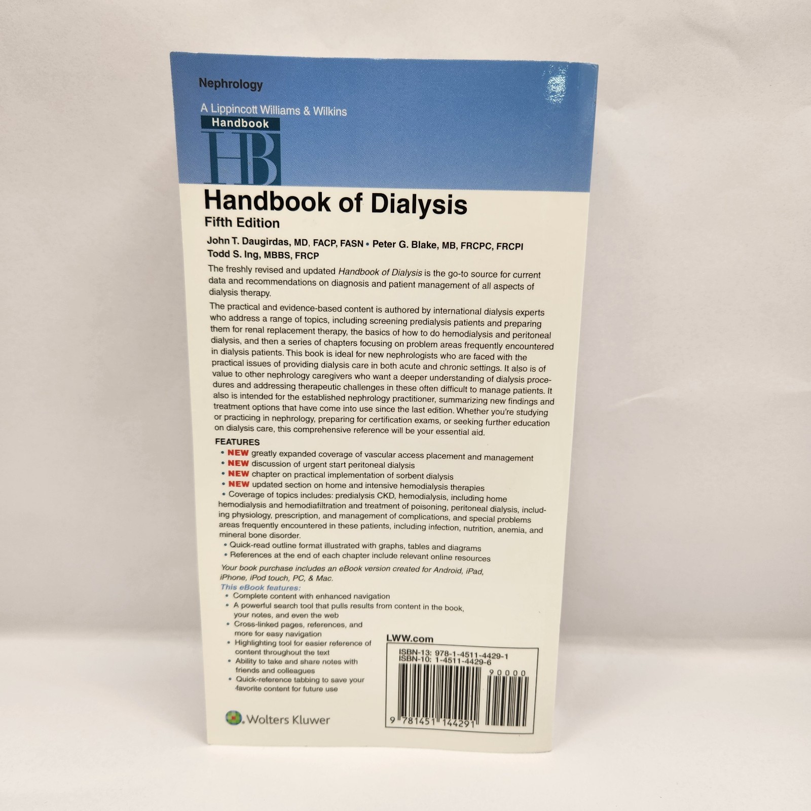 Handbook of Dialysis by John Daugirdas Book Fifth Edition Wolters Kluwer