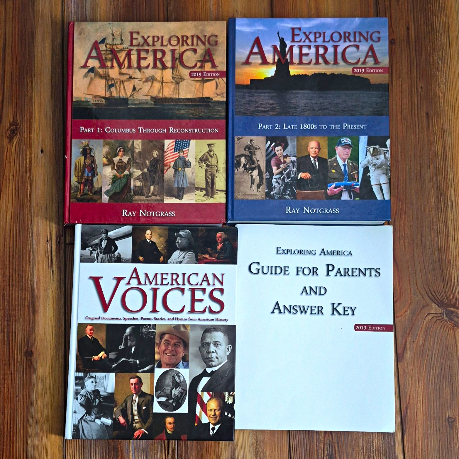 Notgrass Exploring America 2019 Set Parts 1&2 + Voices Review Parent Guide Key