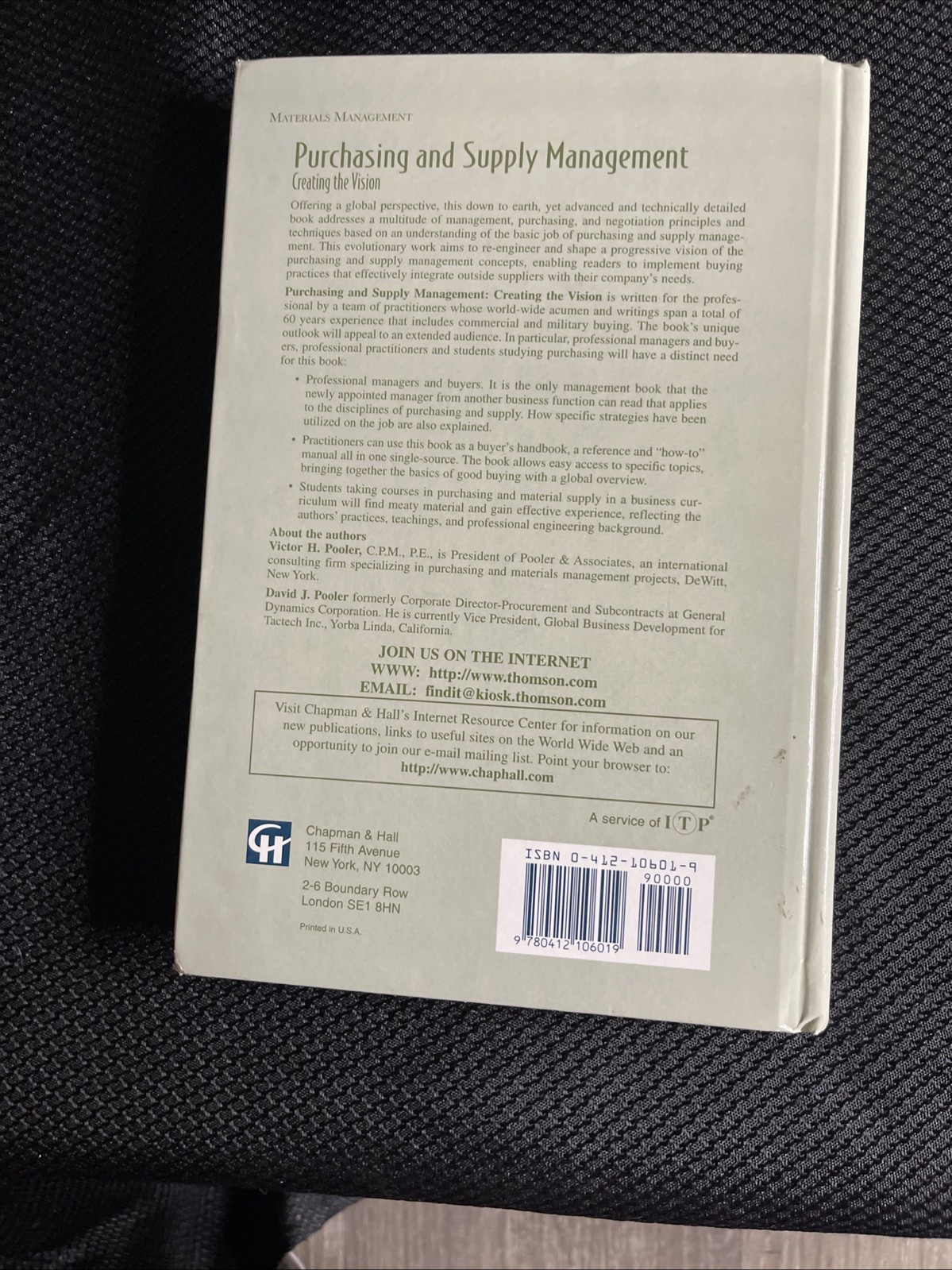 Purchasing and Supply Management: Creating the Vision by David J. Pooler HC 1997