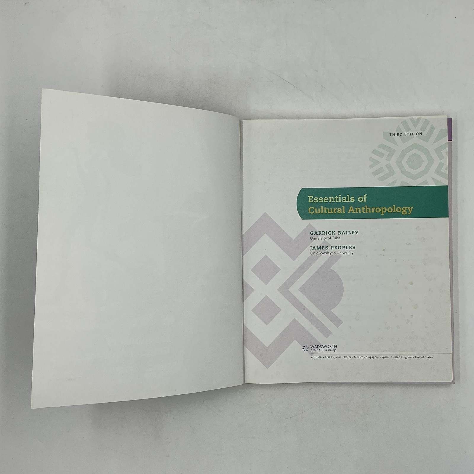 ESSENTIALS OF CULTURAL ANTHROPOLOGY BAILEY PEOPLES 2014 PAPERBACK WADSWORTH