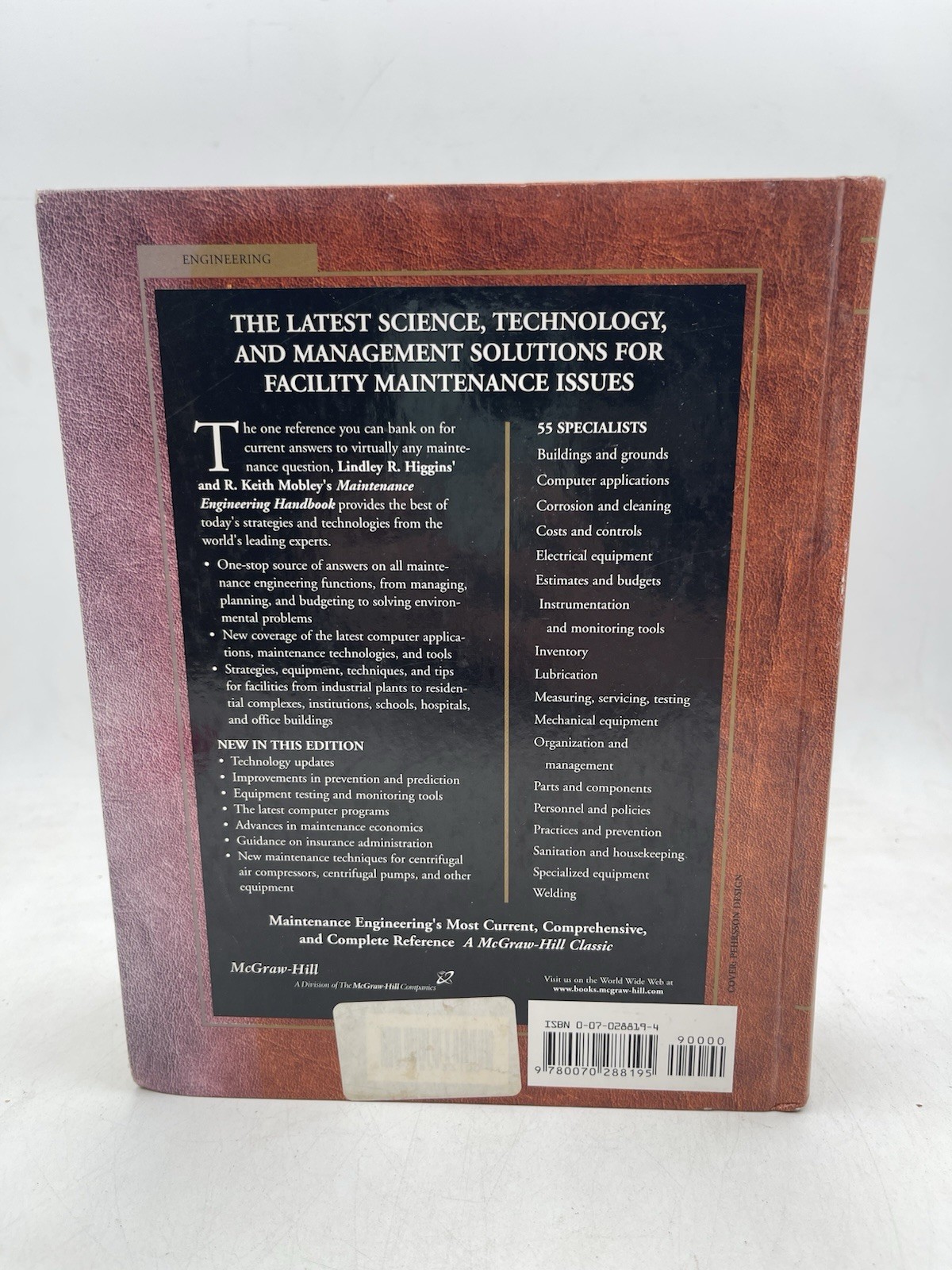 Maintenance Engineering Handbook 6th Edition Hardcover L. Higgins R.K. Mobley
