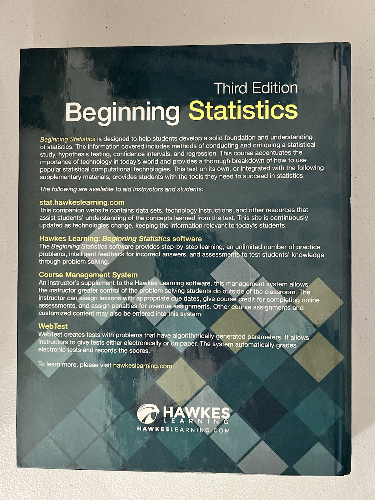 Beginning Statistics 3e Textbook by Hawkes Learning (Hardcover)