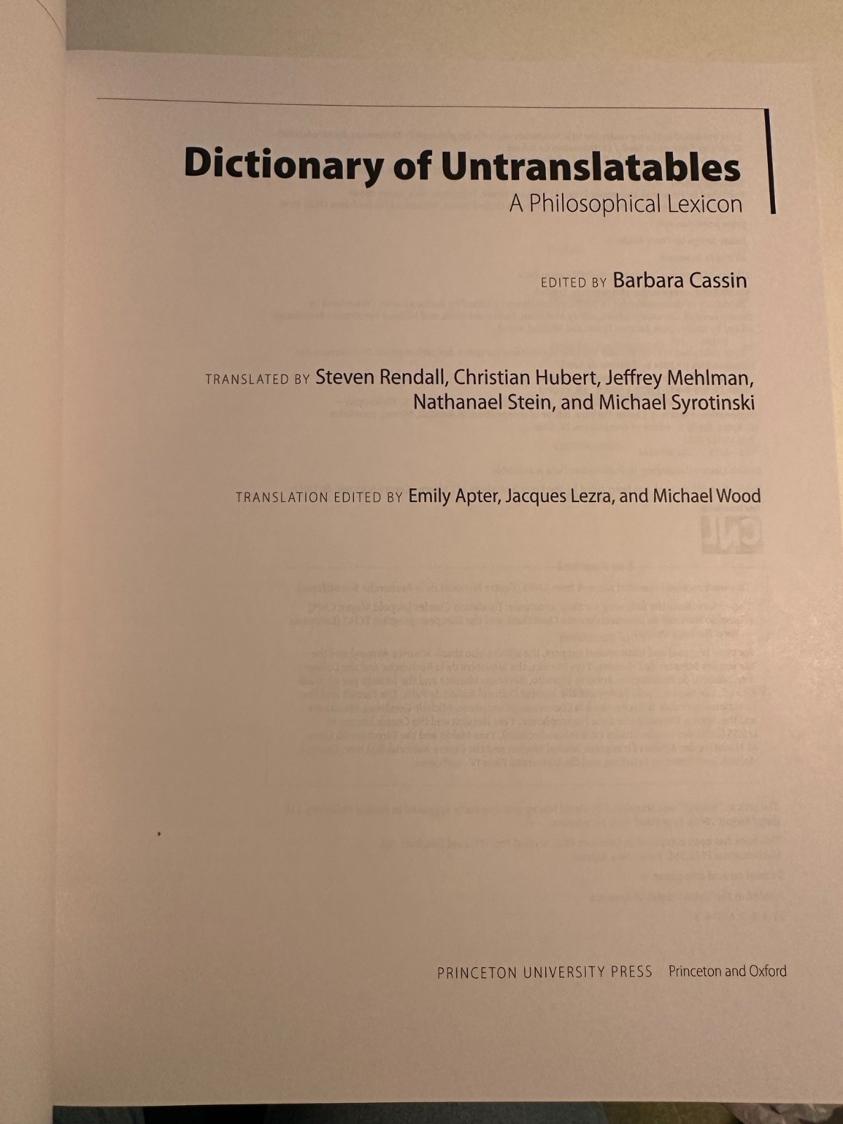 Dictionary of Untranslatables: A Philosophical Lexicon (Hardback or Cased Book)