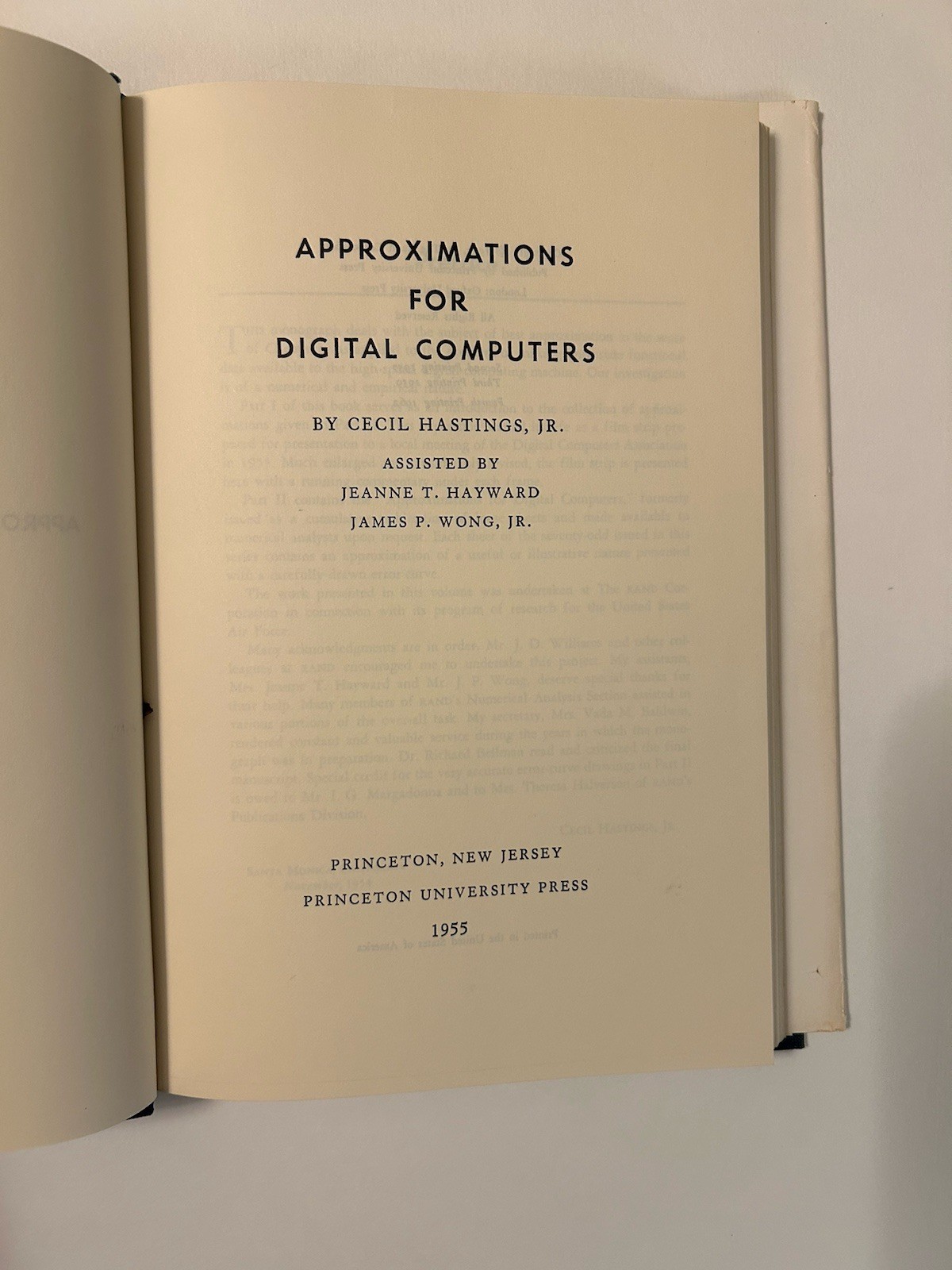 Approximations for Digital Computers by Cecil Hastings (1955, Hardcover)
