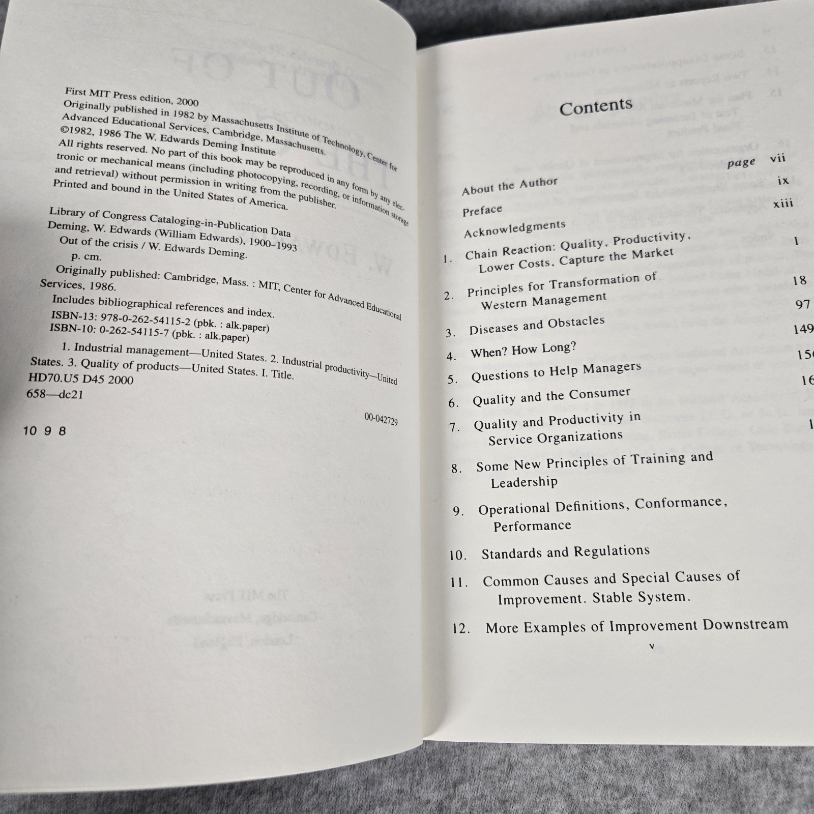 PAIR W Edwards Deming Books Out Of The Crisis New Economics MIT Press Management