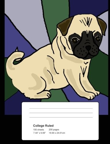 COMPOSITION BOOK: 7.44″ X 9.69″ FUNNY PUG DOG ABSTRACT ART By Smilealot Books