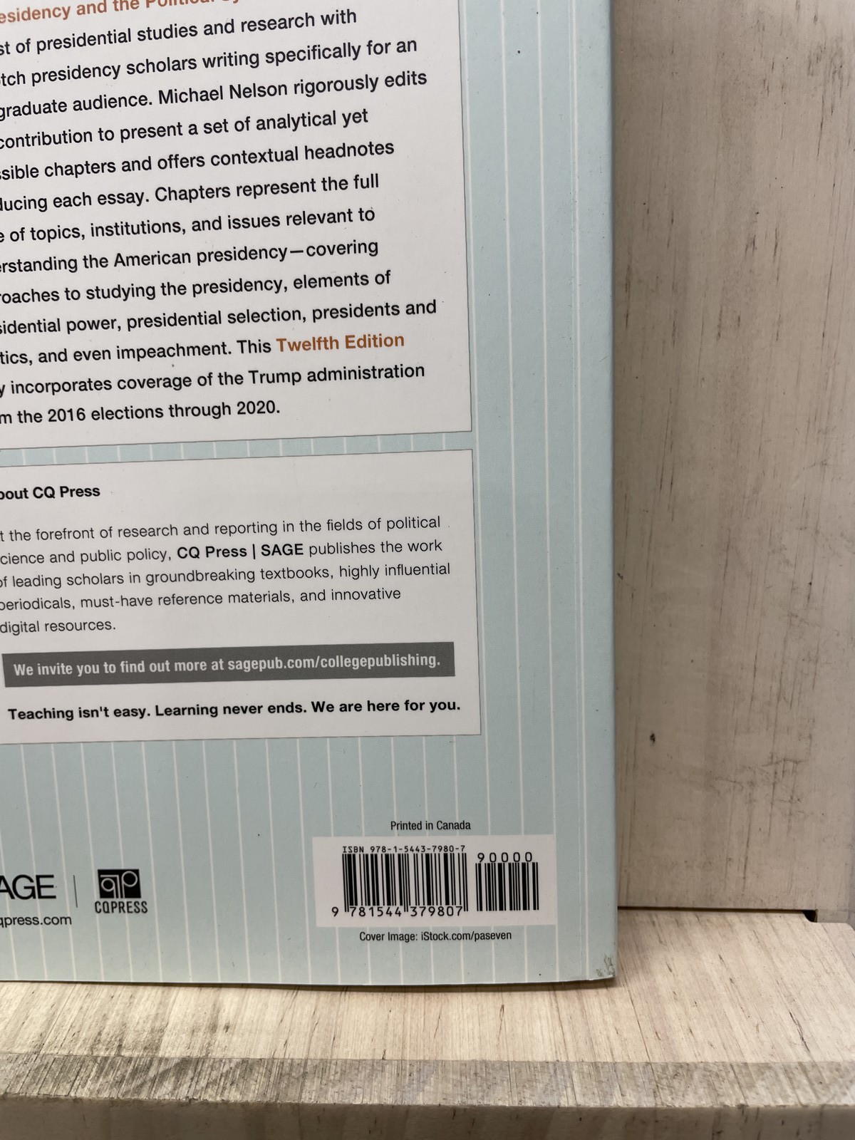 The Presidency and the Political System by Michael Nelson 12E 2020 Paperback