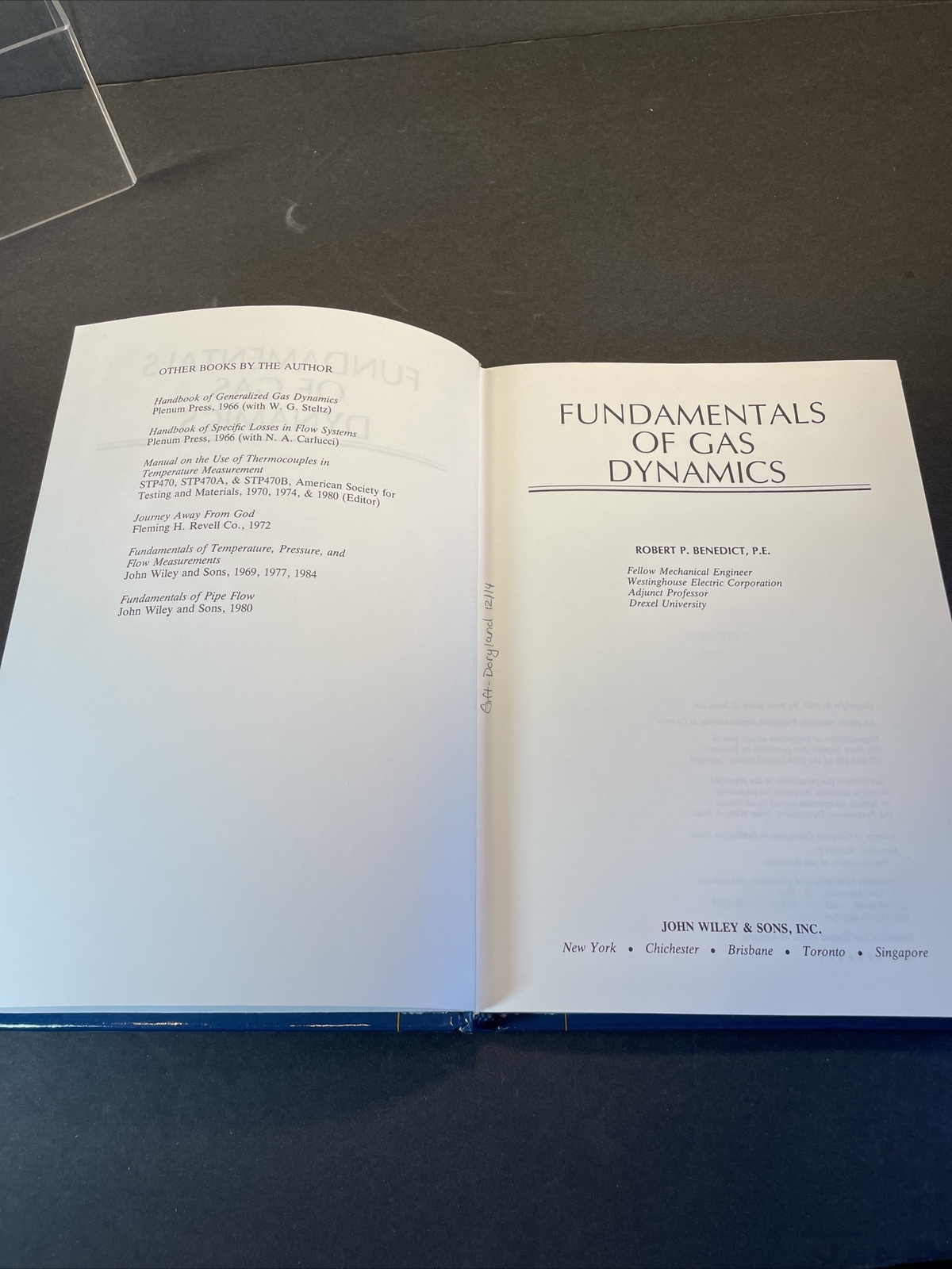Fundamentals of Gas Dynamics Hardcover Book by Robert P Benedict 1983