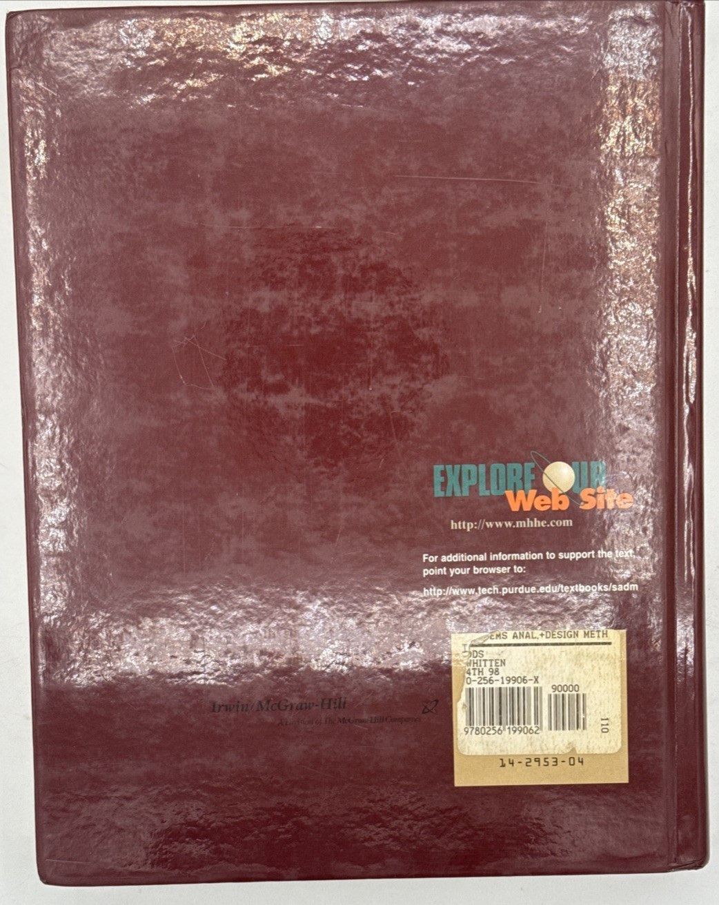 Systems Analysis and Design Methods by Whitten & Bentley, 4th Edi. HC Book, B178