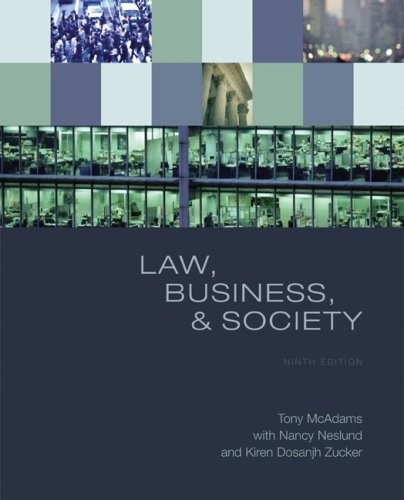 Law, Business, and Society – McAdams, Tony – Good – See condition notes