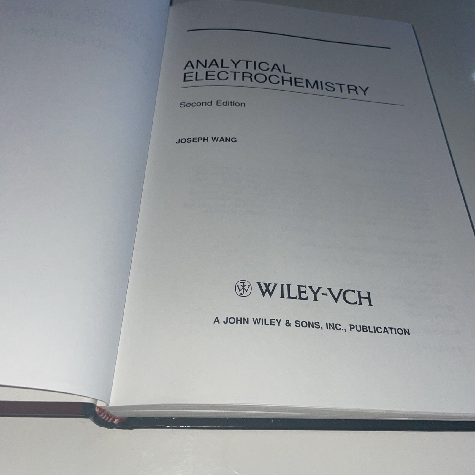 Analytical Electrochemistry Second Edition, Joseph Wang – HC, ILLUS – Excellent!