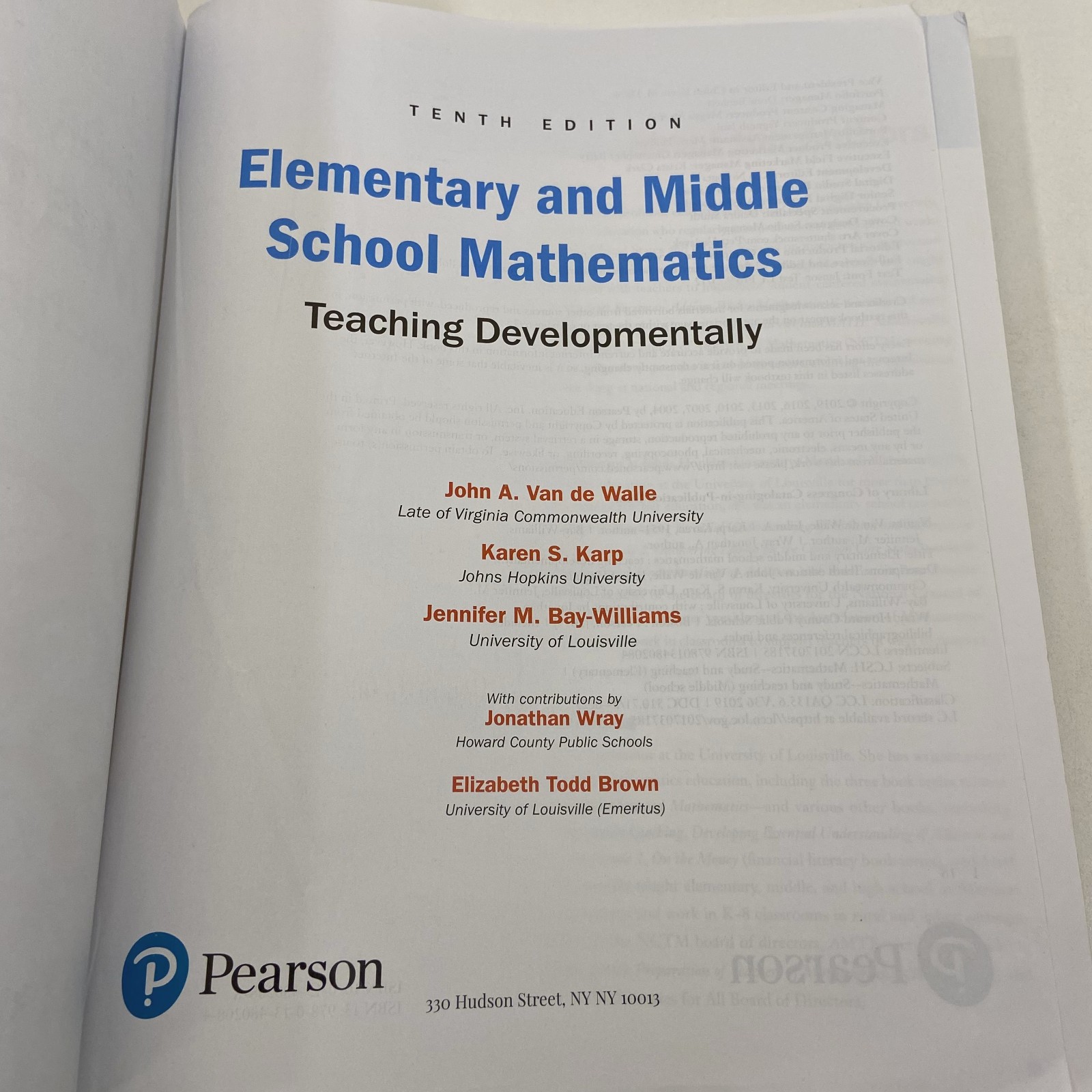 Elementary & Middle School Mathematics 10th Edition 2019 TPB Teaching Develop