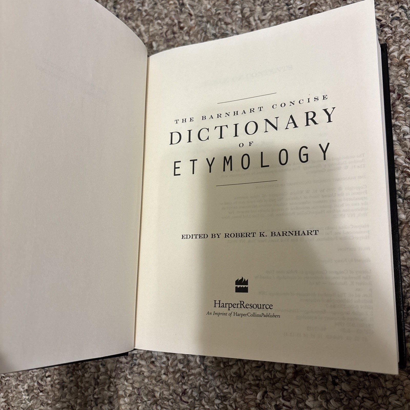 Barnhart Concise Dictionary of Etymology – Hardcover – NO DJ