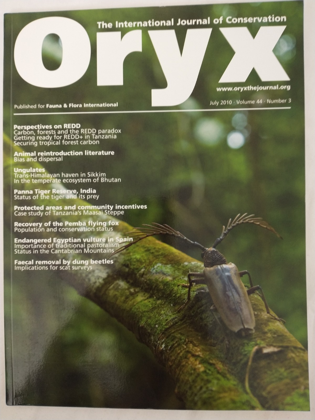 Oryx The International Journal Of Conservation | Volume 44 #3 July 2010