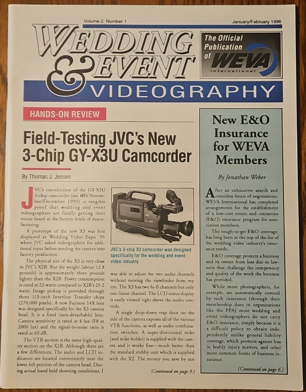 Wedding & Event Videography Magazine – Vol 2, No 1 January/February 1996 – RARE