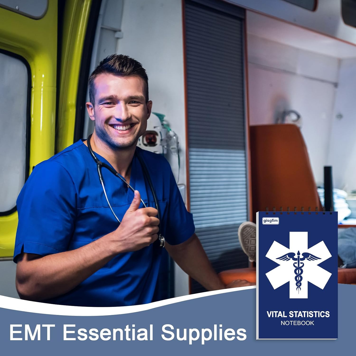 Gisgfim 4Pcs EMT First Responders Vital Statistics Notepad EMS Field Notebook EM