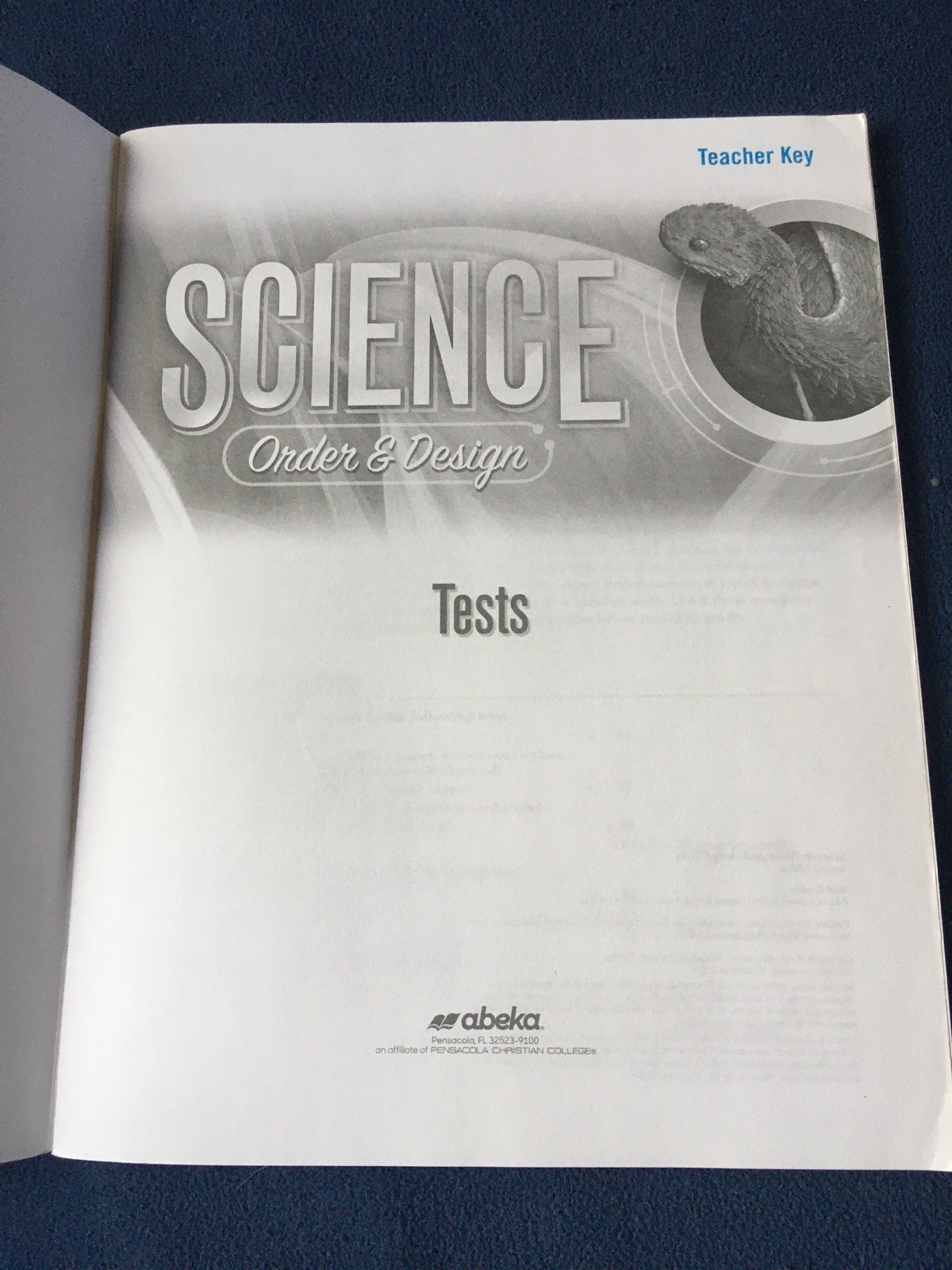 Abeka Science Order & Design Activity Book Key & Test Key (2nd Edition)
