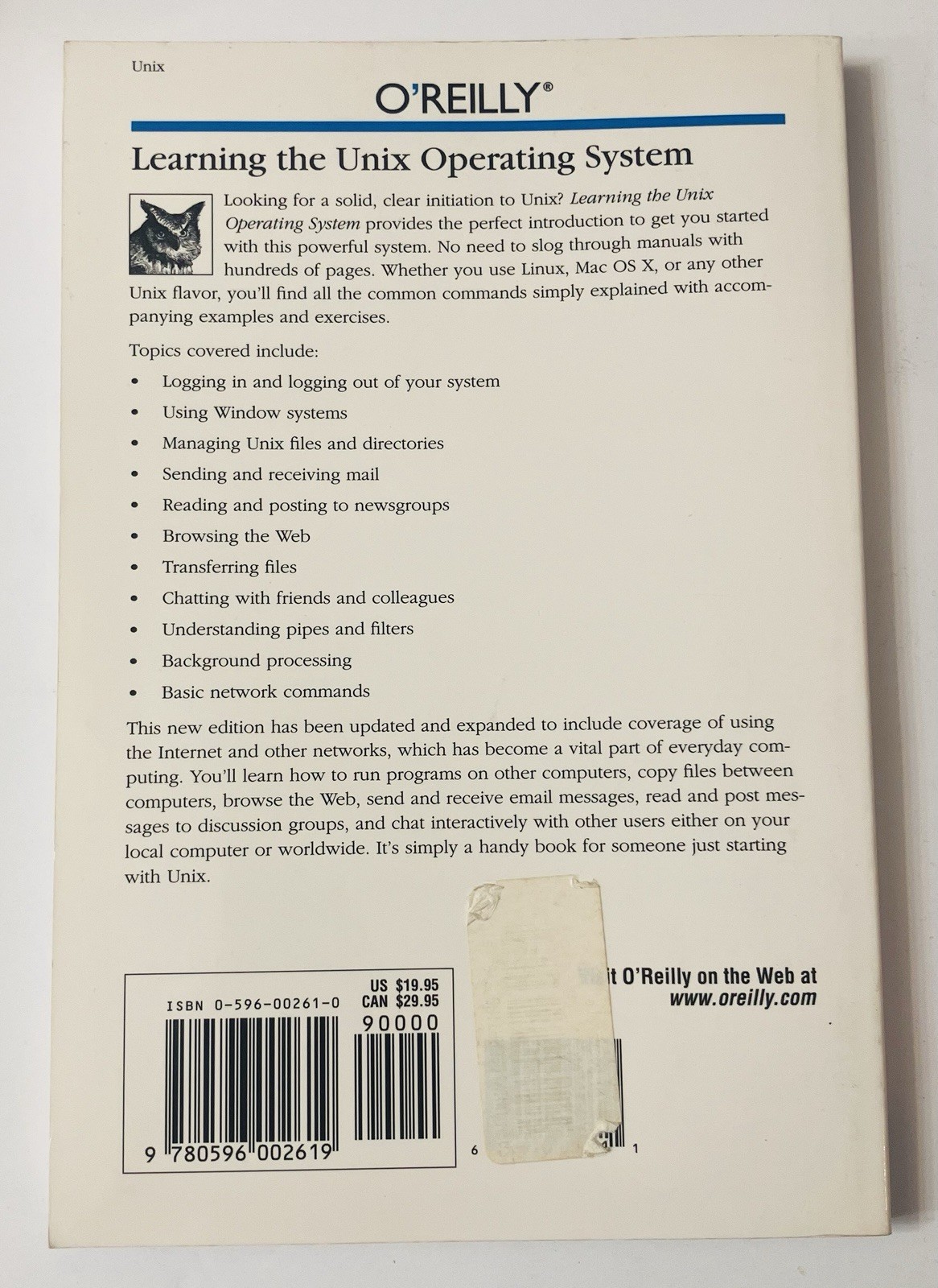 Learning the Unix Operating System 5th Ed O’Reilly Peek Todino Strang PB 2002 VG