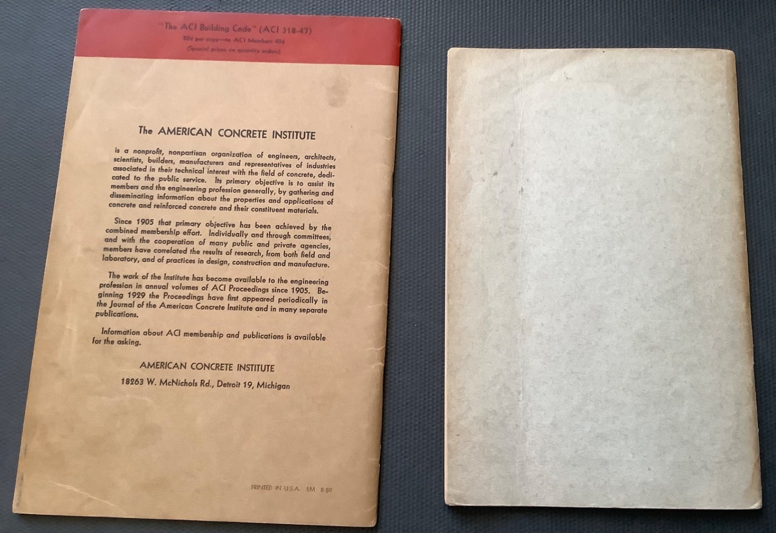 Vintage Lot 2 civ engr texts ACI318-47 & AISC stl const pre-1st ed 1927, softcov