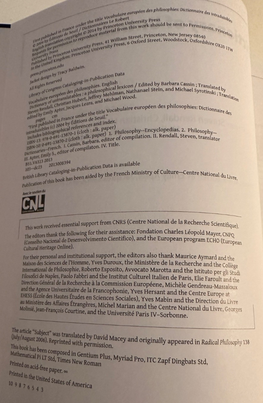 Dictionary of Untranslatables: A Philosophical Lexicon (Hardback or Cased Book)