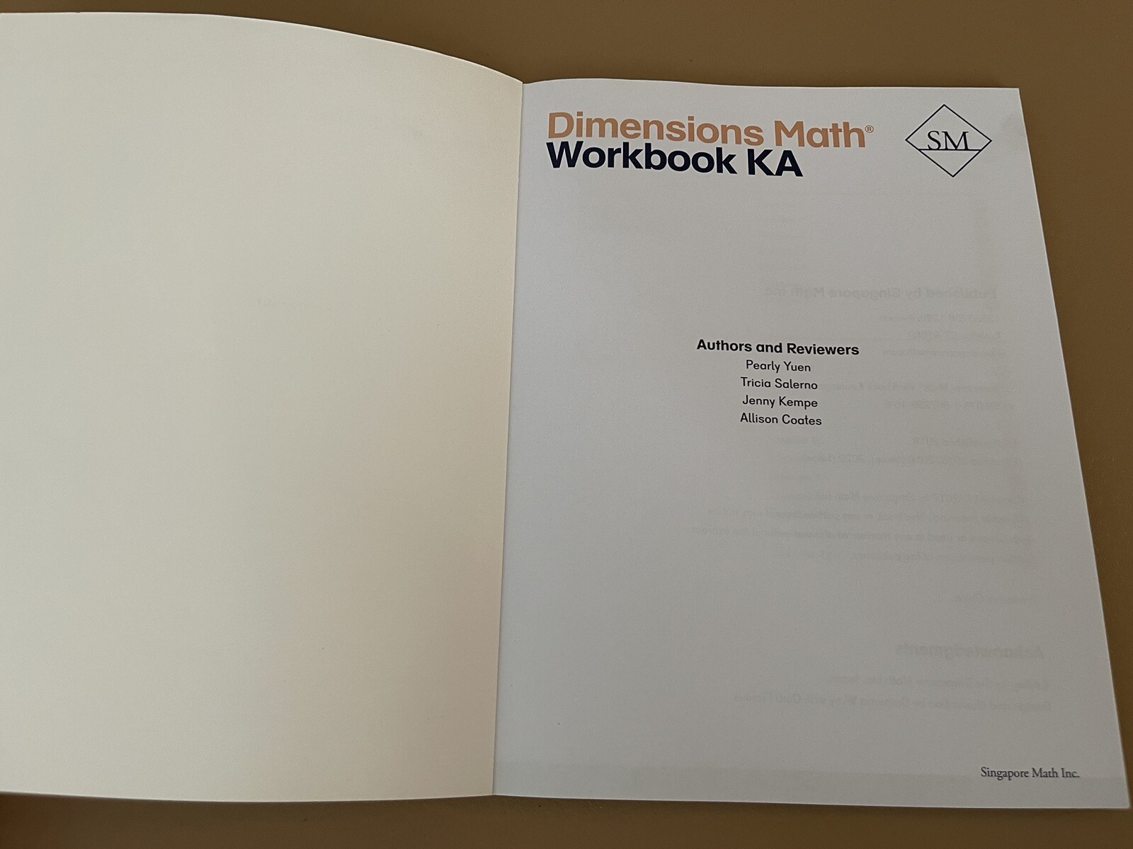 Dimensions Math Grade K Workbook KA