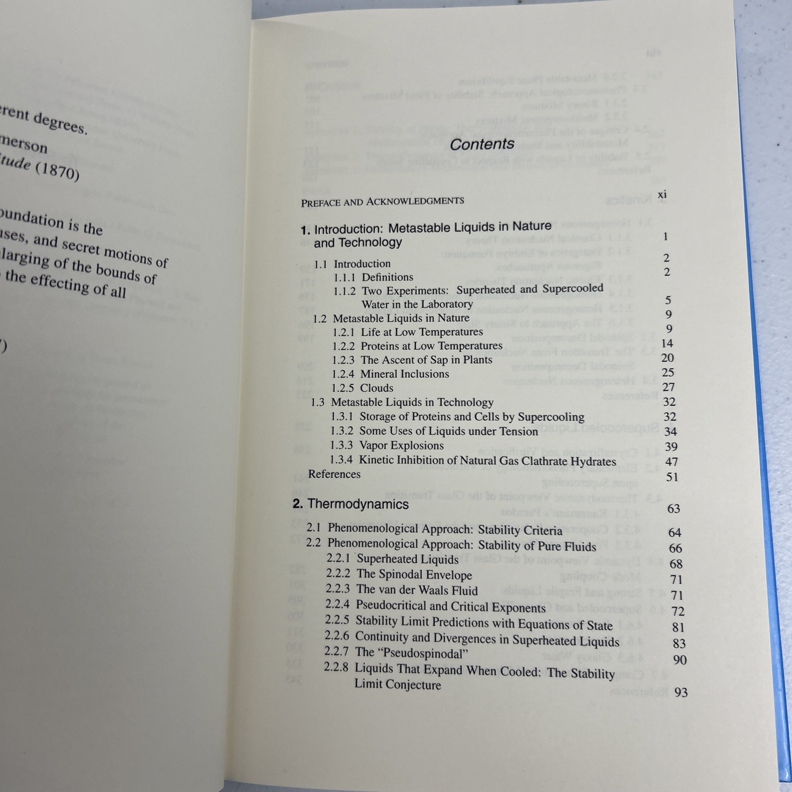 Physical Chemistry: Science and Engineering Ser.: Metastable Liquids : Concepts