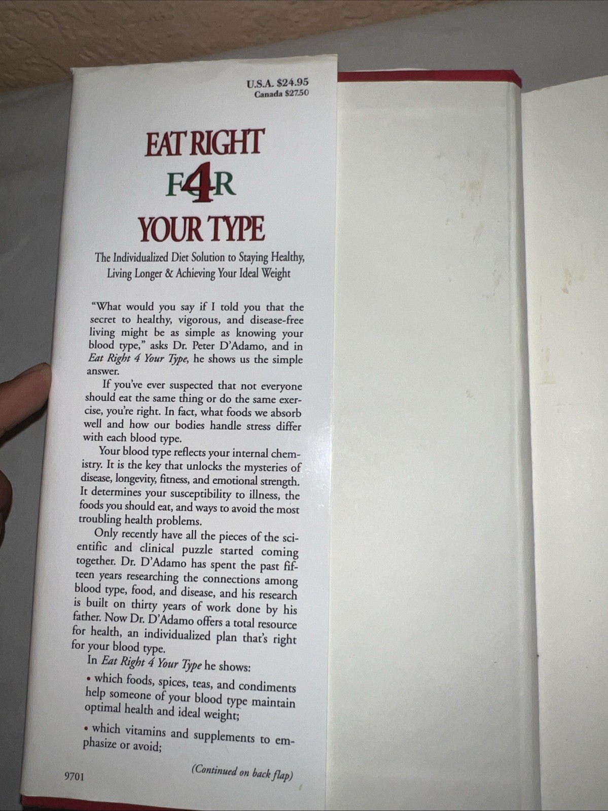 Eat Right 4 Your Type The Individualized Diet Solution Staying Healthy HC GOOD