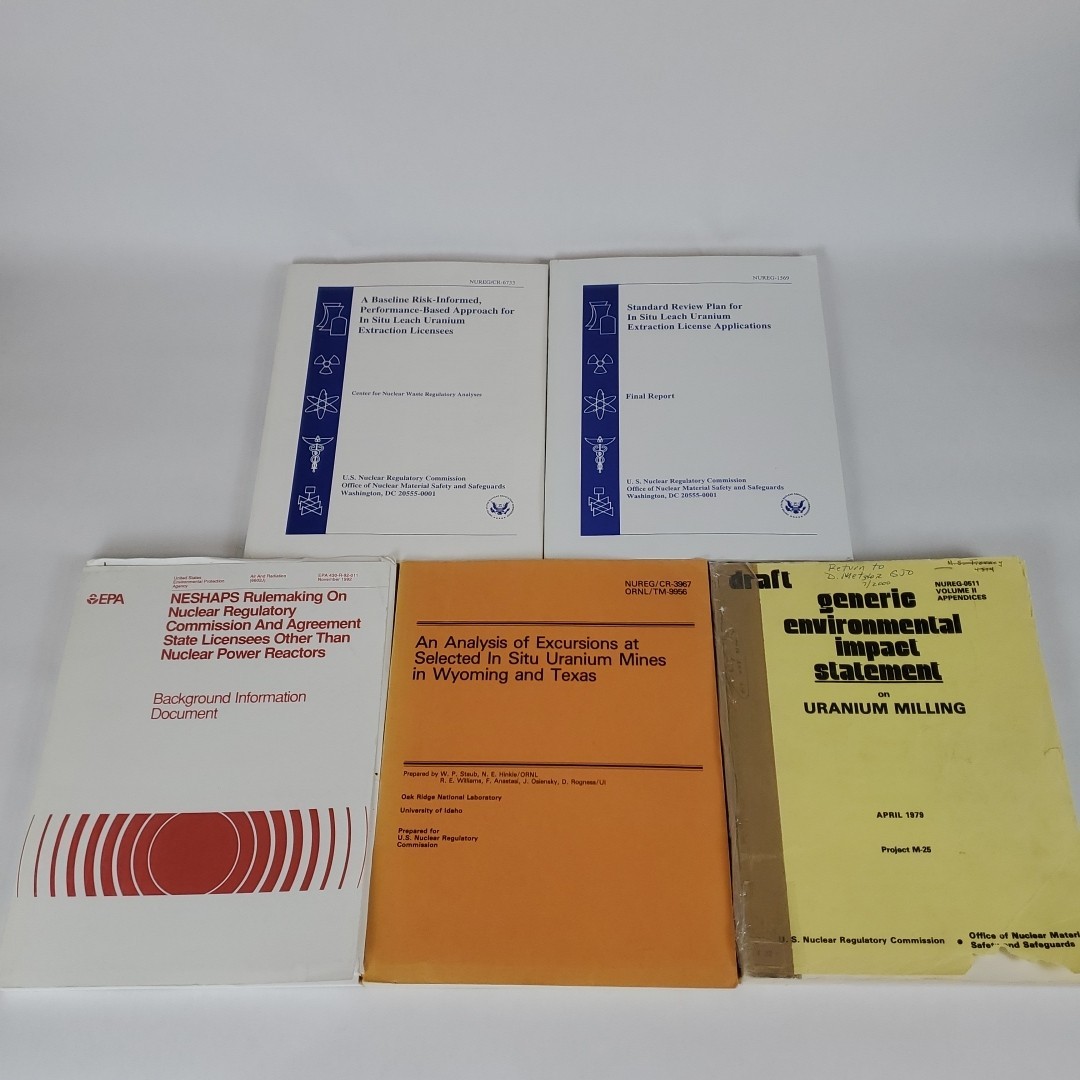 NUREG EPA ORNL Nuclear Uranium Regulation VTG (1979 – 2003) Manual Book Lot USA