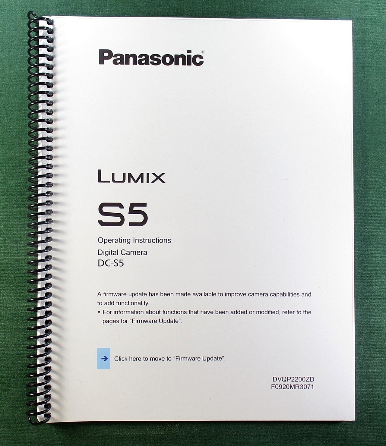 Panasonic Lumix DC-S5 Operating Instruction Manual: 598 Pages & Clear Covers!