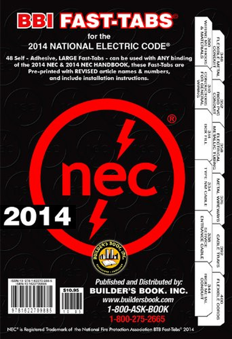 2014 National Electrical Code NEC Fast-Tabs for Softcover, Spiral, Looseleaf