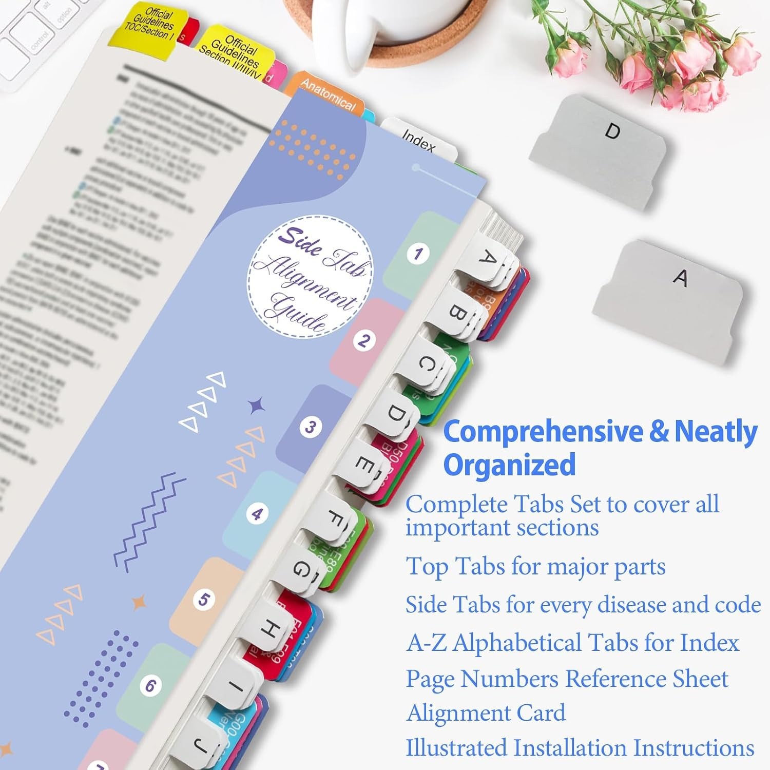 Color-Coded Index Tabs for CPT 2026 & ICD-10-CM 2026 – 96 Durable Tabs Included