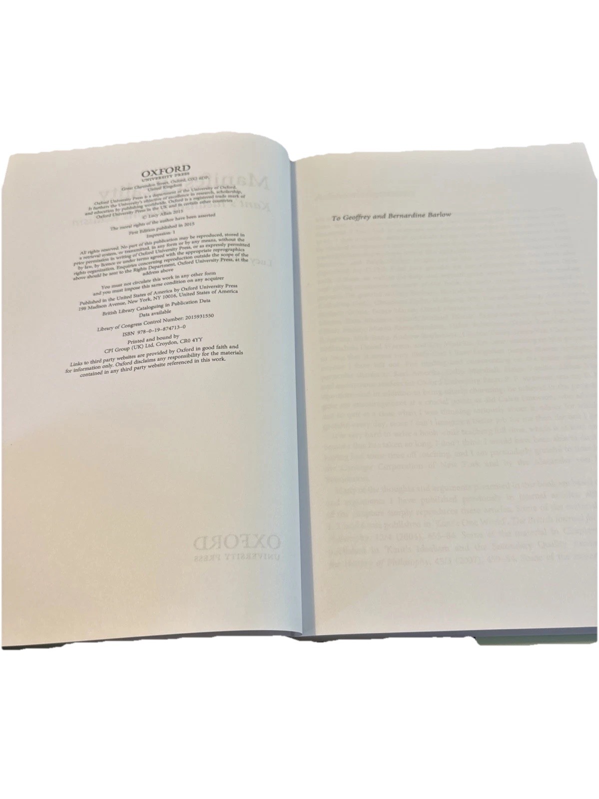 Manifest Reality: Kant’s Idealism and his Realism