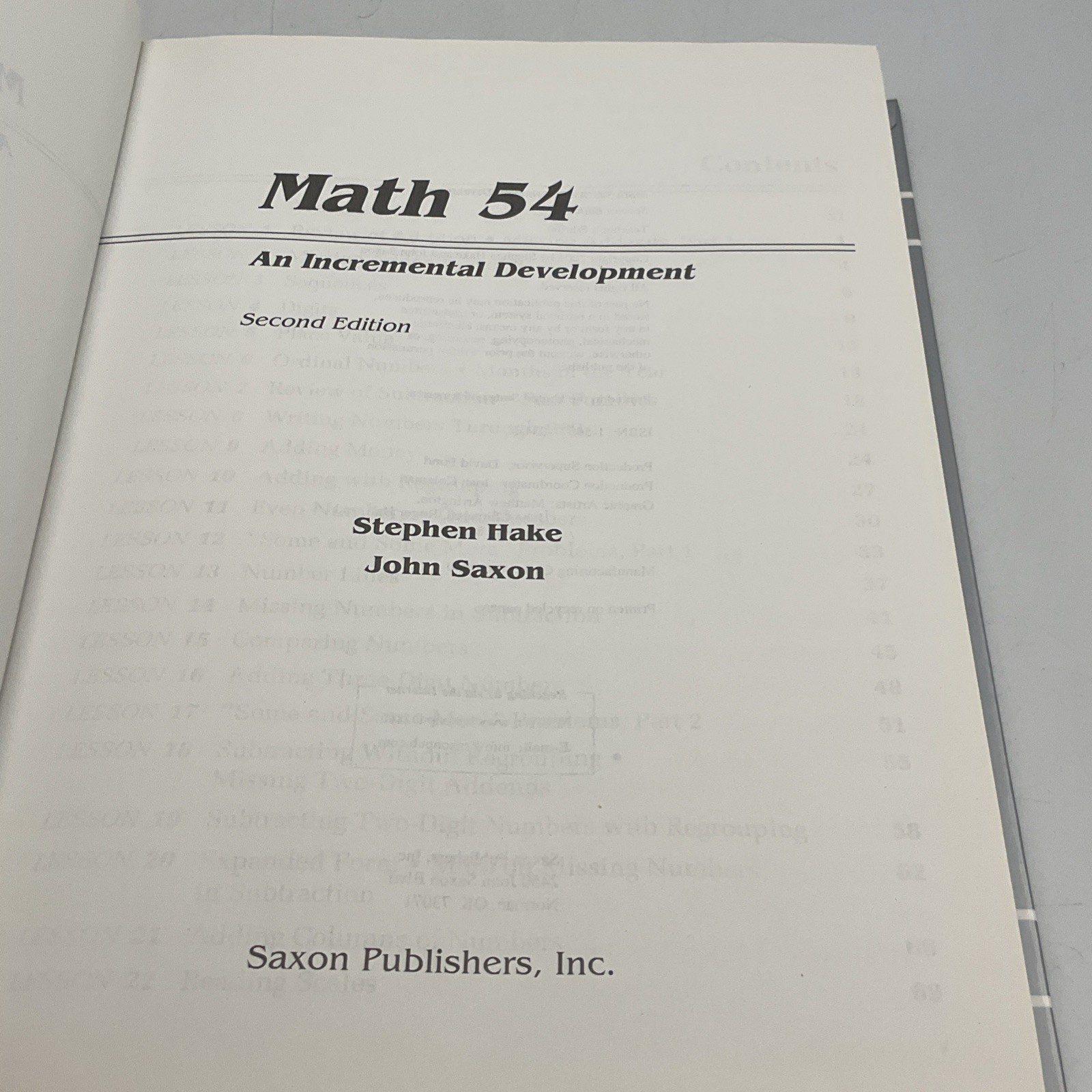 Saxon Math 54: An Incremental Development Second Edition, Hake Saxon, Hardcover