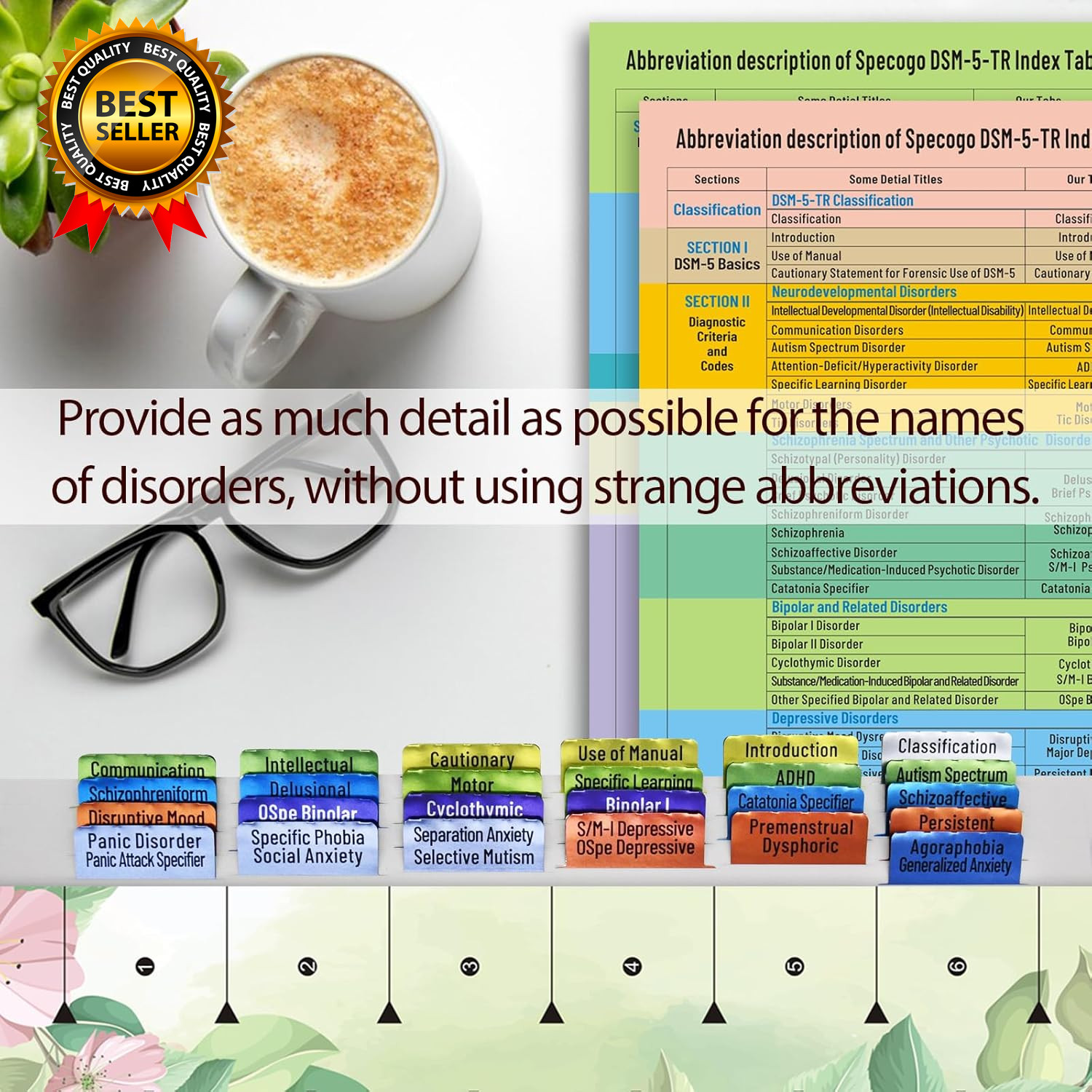 Index Tabs for DSM-5-TR 2022, Color-Coded and Laminated DSM-V-TR