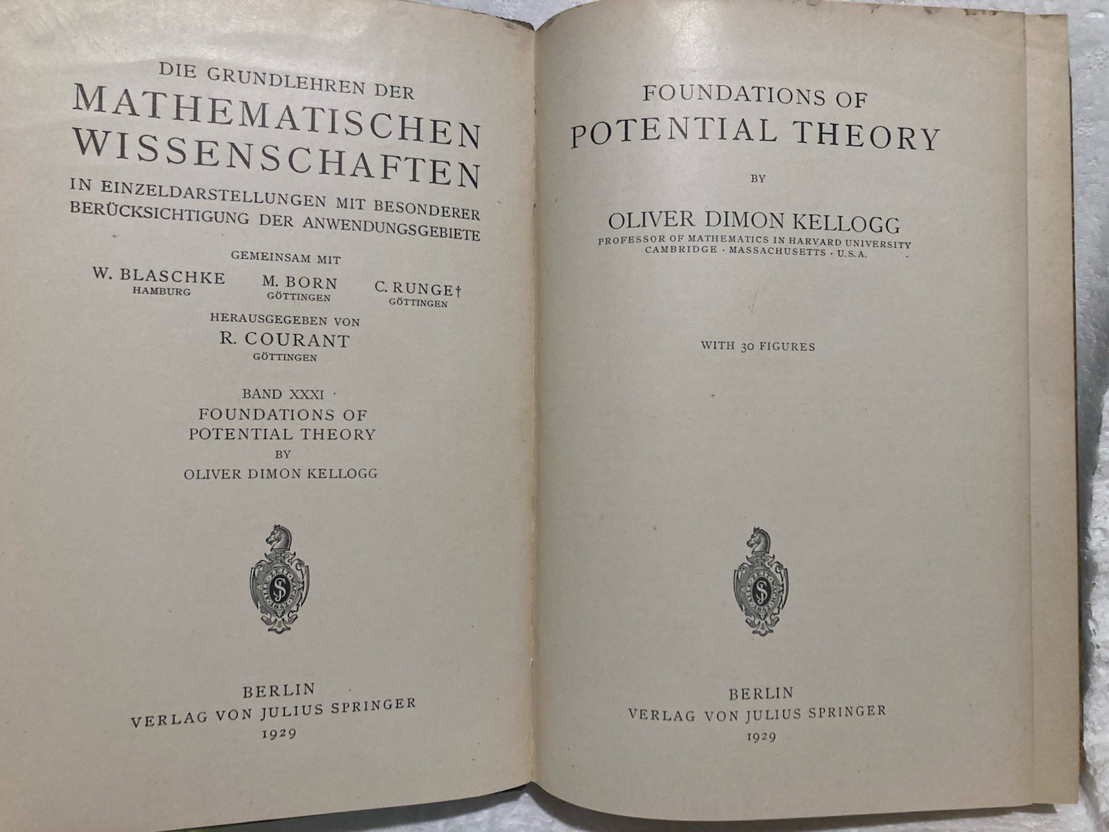 1929 Foundations of Potential Theory (Grundlehren der mathematischen.. Kellogg