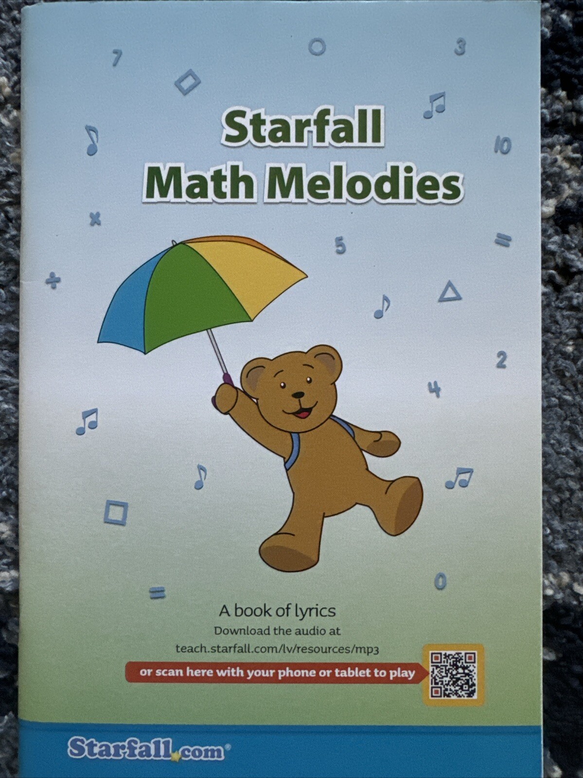 Starfall Math Melodies Book Of Lyrics Children Ages 1-6 Kindergarten W/O CD